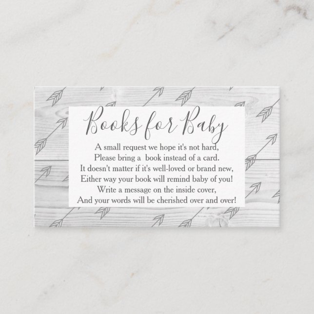 Elegant Rustic Wood & Grey Antlers Book Request Enclosure Card (Front)