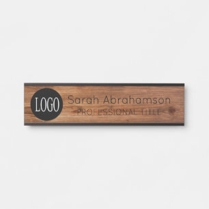 Elegant Rustic Wood Logo Office Door Signs
