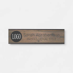 Elegant Rustic Wood Logo Office Door Signs