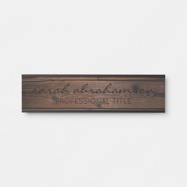 Elegant Rustic Wood Office Door Signs (Front)