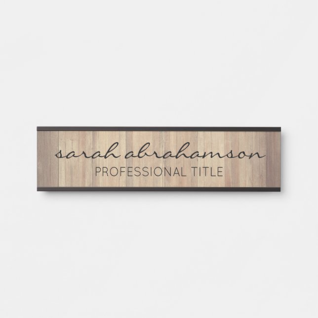 Elegant Rustic Wood Office Door Signs (Front)