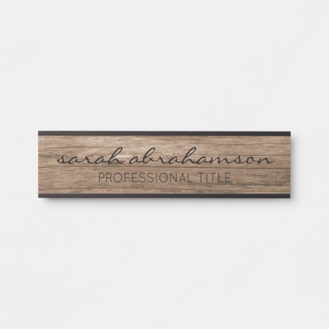 Elegant Rustic Wood Office Door Signs (Front)