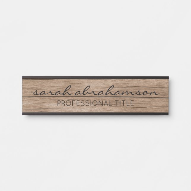 Elegant Rustic Wood Office Door Signs (Front)