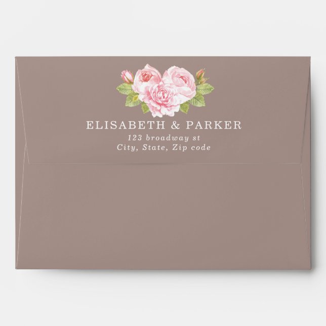 Elegant Rustic Wood String Lights Roses Envelope (Back (Top Flap))