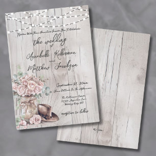 Elegant Rustic Wood String Western Country Wedding Invitation