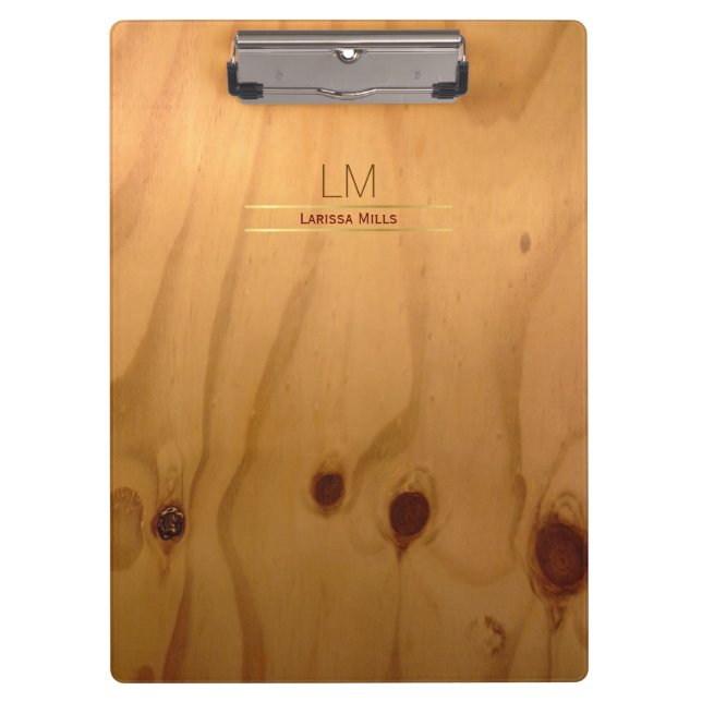 elegant & rustic Wood Texture personalised Clipboard (Front)