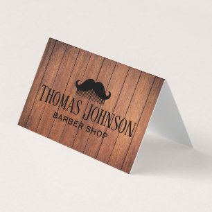 Elegant Rustic Wooden Barber Shop Business Card