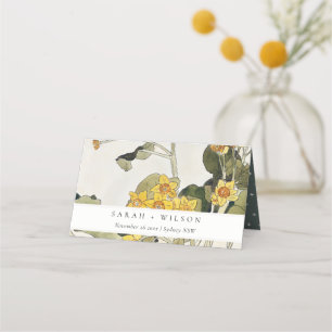 Elegant Rustic Yellow Daffodil Floral Wedding Place Card