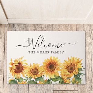 Elegant Rustic Yellow Sunflower Garden Doormat