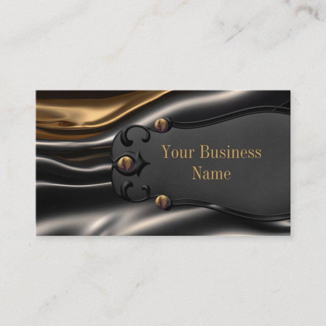 Elegant Rusty gold black silk metal look Business Card (Front)