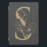 Elegant S Boho Floral Monogram Initial Grey Gold iPad Pro Cover<br><div class="desc">Elegant S Boho Floral Monogram Initial Grey Gold 

*each letter has its own listing; if your letter is not yet available,  please message me and I will move it to the top of the list.</div>