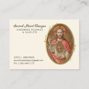 Elegant Sacred Heart Jesus Religious Business Card