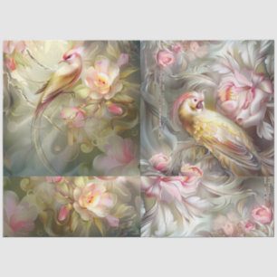 Elegant Safari Birds Floral Ephemera Decoupage Tissue Paper