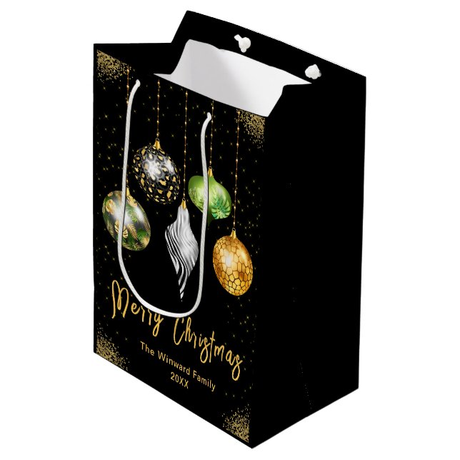 Elegant Safari Theme Ornament Christmas Medium Gift Bag (Front Angled)