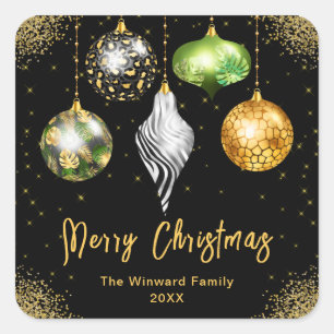 Elegant Safari Theme Ornament Christmas Square Sticker