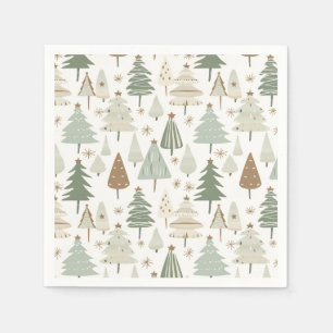Elegant Saga green Christmas Trees pattern Napkin
