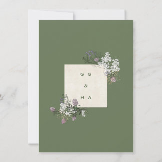 Elegant Sage and Cream Monogram Wedding Invitation