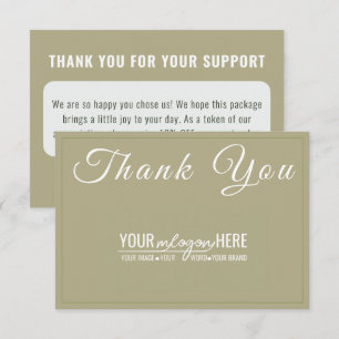 Elegant Sage Boutique Logo Social Media Thank You Card