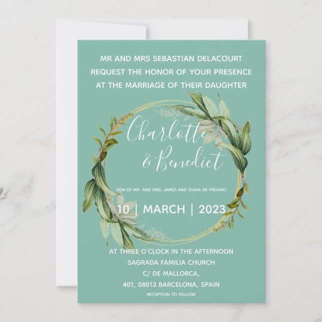 Elegant Sage Brush Script Request Invitation (Front)