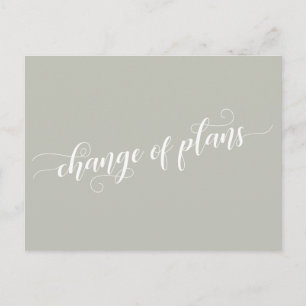 Elegant Sage Change of Plans Postponed Wedding Postcard