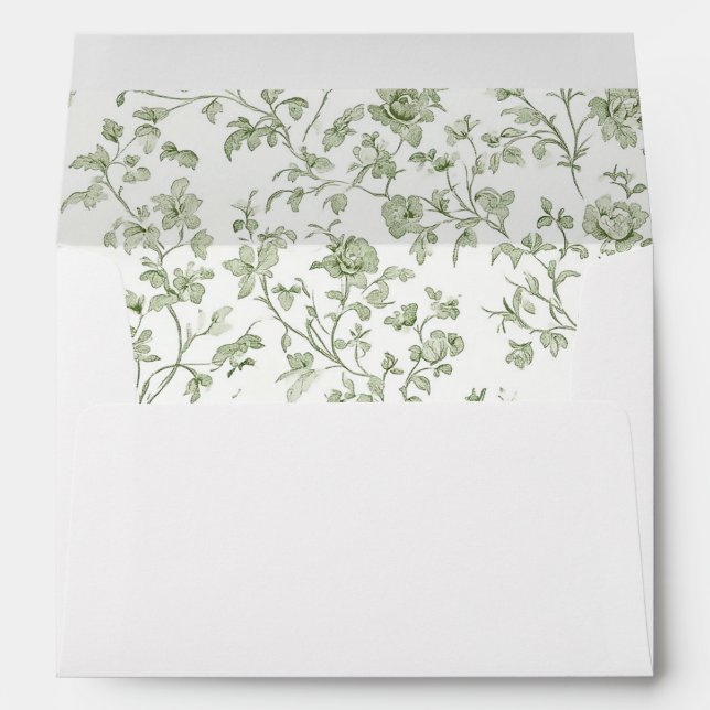Elegant Sage Chinoiserie Wedding Envelope (Back (Bottom))