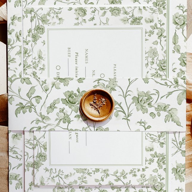 Elegant Sage Chinoiserie Wedding Invitation Belly Band (Creator Uploaded)