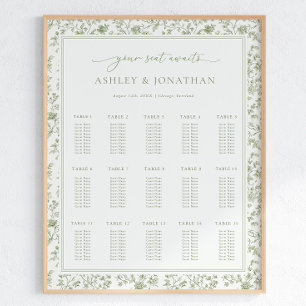 Elegant Sage Chinoiserie Wedding Seating Chart