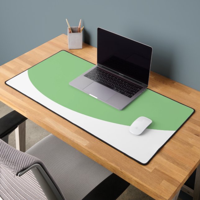 Elegant Sage Curve Flowing White Wave Bottom Edge Desk Mat (Office 2)