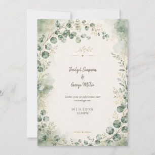 Elegant Sage Eucalyptus Wedding Botanicals Invitation