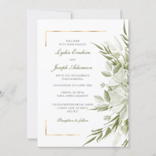 Elegant Sage Florals Wedding Invitation