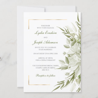 Elegant Sage Florals Wedding Invitation