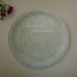 Elegant Sage Gold ANY Birthday Party Paper Plate