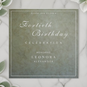 Elegant Sage Gold ANY Milestone Birthday Party Invitation