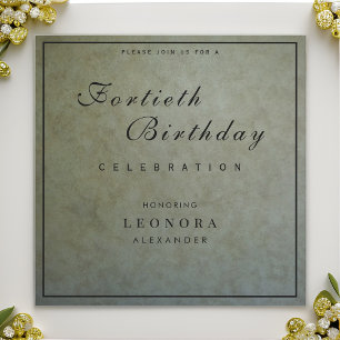 Elegant Sage Gold ANY Milestone Birthday Party Invitation