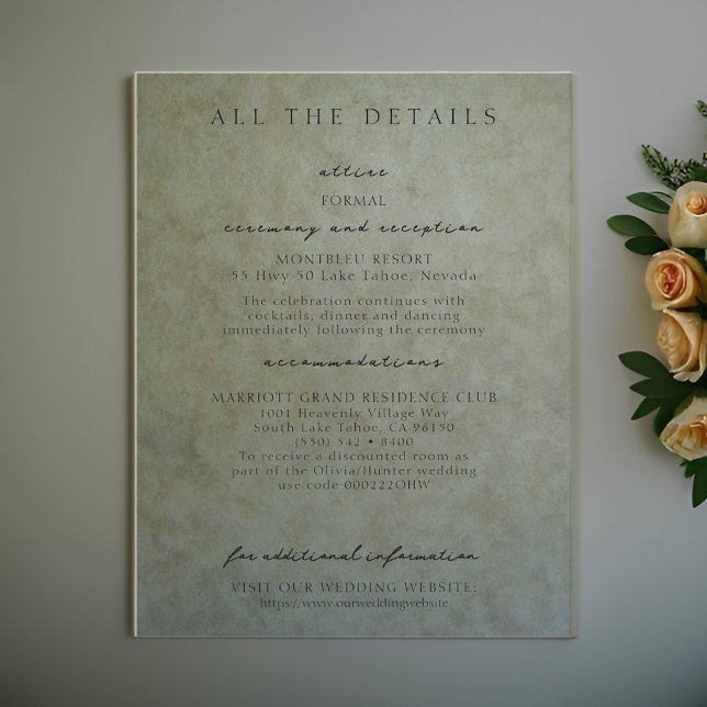 Elegant Sage Gold Wedding Details Enclosure Cards (Creator Uploaded)