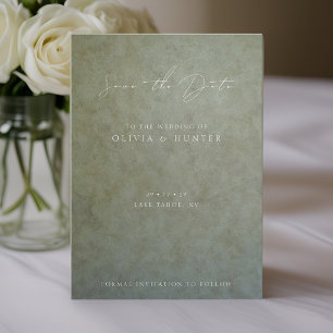 Elegant Sage Gold Wedding Save the Date Card