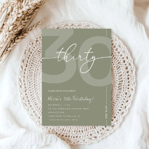 Elegant Sage Green 30th Birthday Party Invitation