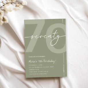 Elegant Sage Green 70th Birthday Party Invitation