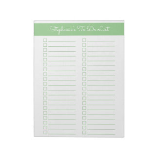 Elegant Sage Green 8.5x11 Two Column Checklist Notepad