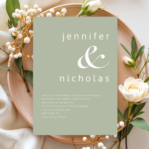 Elegant Sage Green Ampersand Wedding Invitation