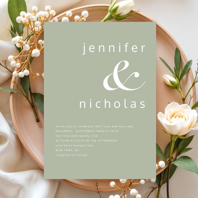 Elegant Sage Green Ampersand Wedding Invitation (Elegant Sage Green Ampersand Wedding Invitation)