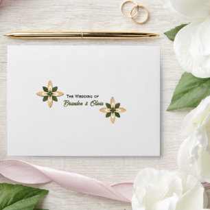 Elegant Sage Green and Beige Geometric Floral Envelope
