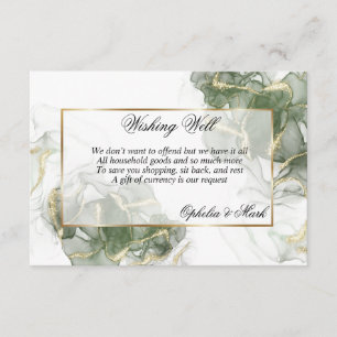 Elegant Sage Green and Gold Wishing Well  Enclosure Card