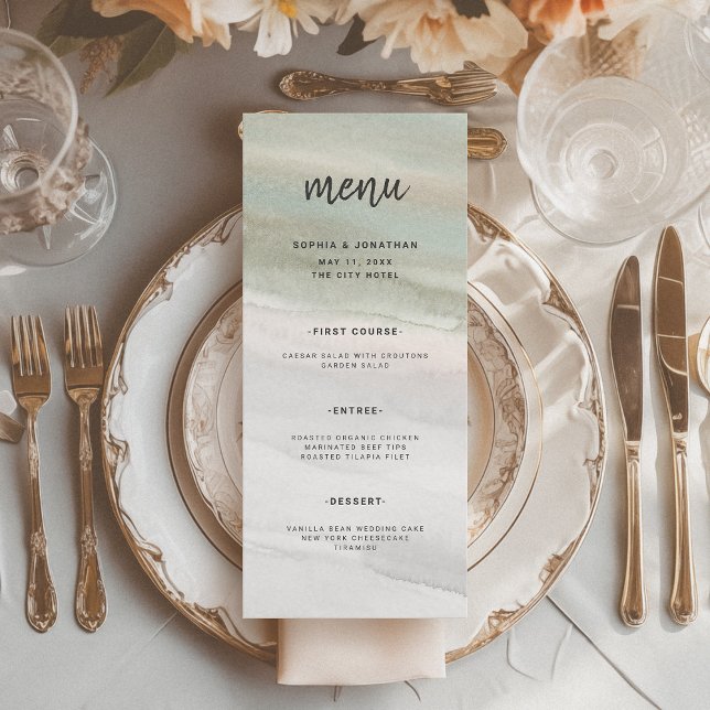 Elegant Sage Green and Grey Watercolor | Wedding Menu (Creator Uploaded)