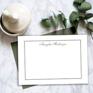 Elegant Sage Green and White Personalised Card