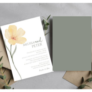 Elegant Sage Green and White Wildflower Wedding Invitation