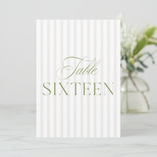 Elegant Sage Green & Beige Wedding 16 Table Number