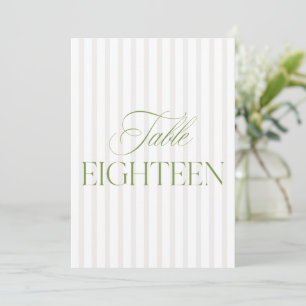 Elegant Sage Green & Beige Wedding 18 Table Number