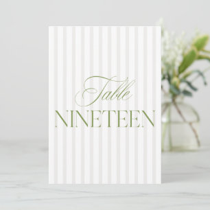 Elegant Sage Green & Beige Wedding 19 Table Number