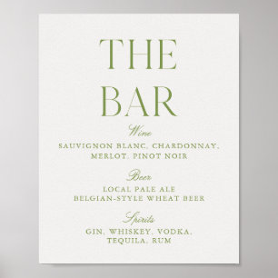 Elegant Sage Green & Beige Wedding Bar Sign